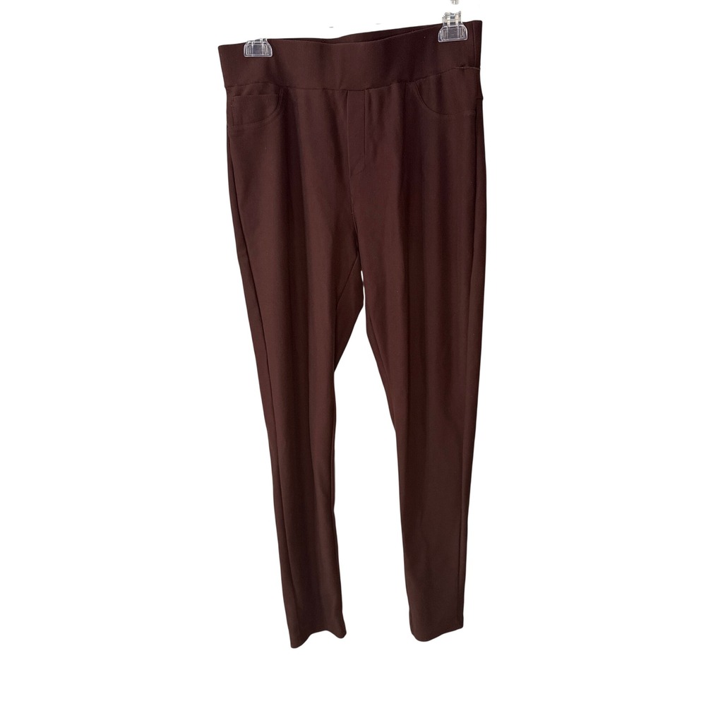 Maze Collection Womens 1X Brown Pull On Leggings Stretch Pants Back Pockets